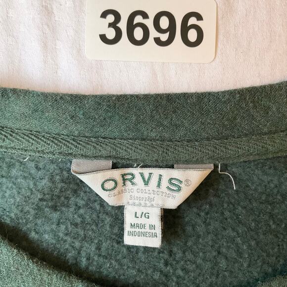Orvis Women Sweatshirt size L Long Sleeve Crew Neck Fleece Liner Dark Green - Picture 5 of 8